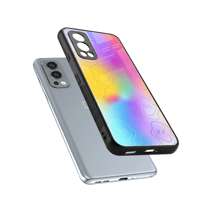 Smiley Colorburst sleek oneplus nord 2 cover with tempered glass back and TPU edges