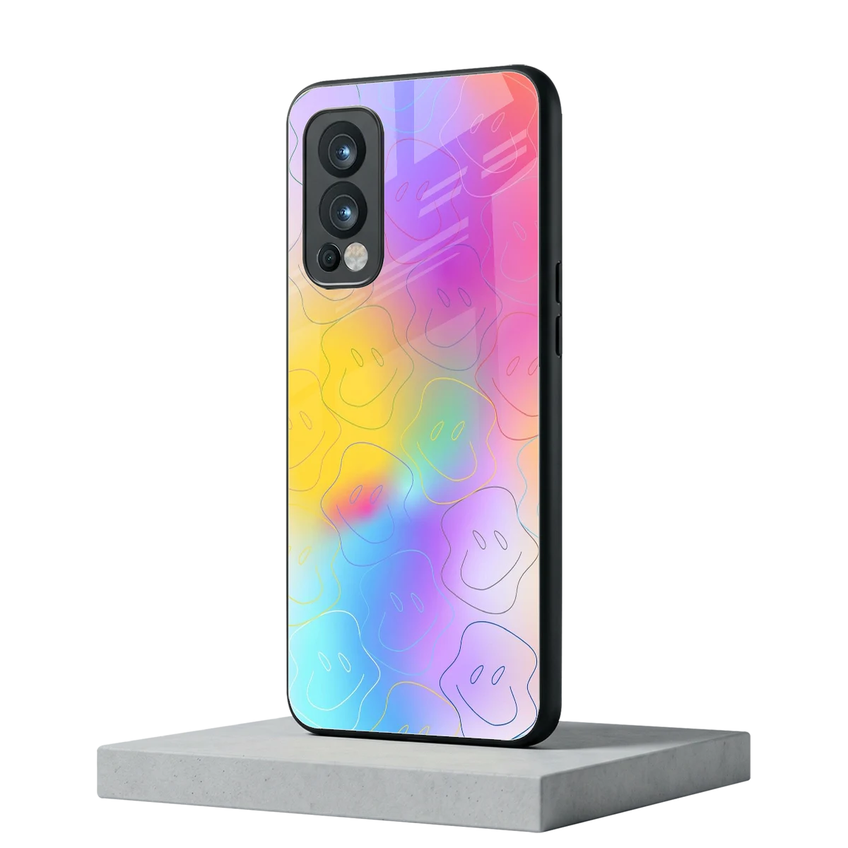 Smiley Colorburst oneplus nord 2 mobile cover | shockproof glass phone case