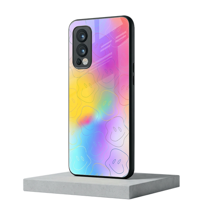 Smiley Colorburst oneplus nord 2 mobile cover | shockproof glass phone case