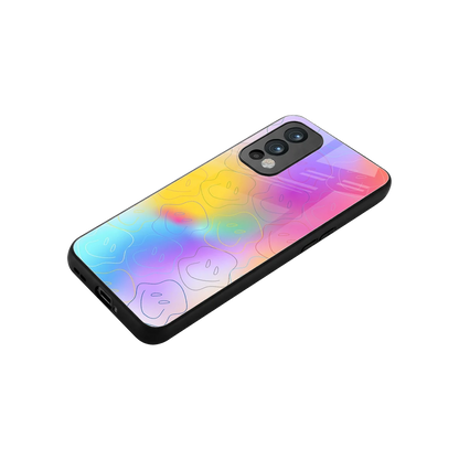 Smiley Colorburst stylish phone case for oneplus nord 2 | glossy glass and slim fit