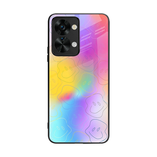 Smiley Colorburst back phone cover | glass case for oneplus nord 2t