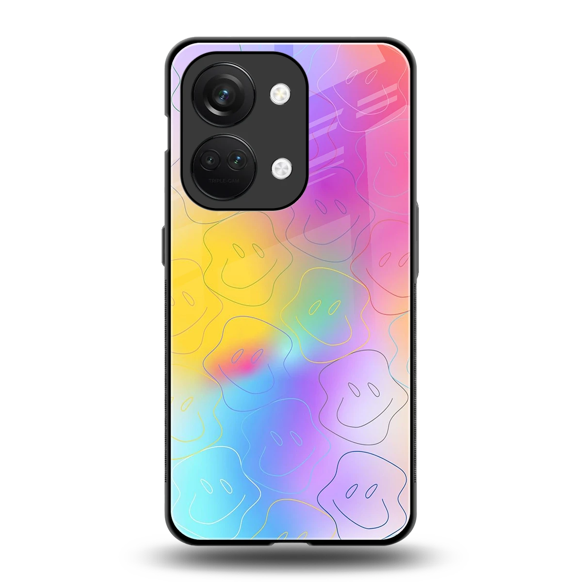 Smiley Colorburst back phone cover | glass case for oneplus nord 3