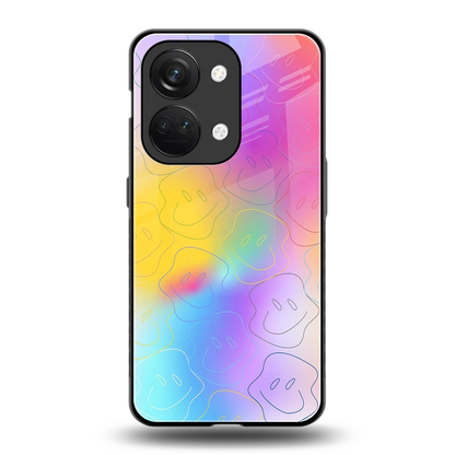 Smiley Colorburst back phone cover | glass case for oneplus nord 3