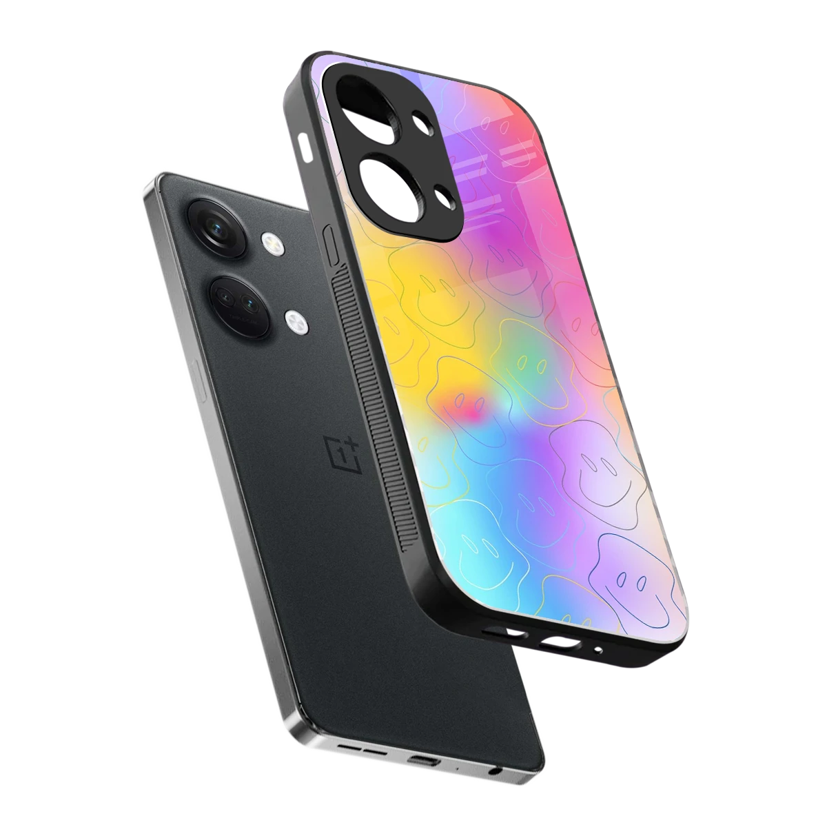 Smiley Colorburst sleek oneplus nord 3 cover with tempered glass back and TPU edges
