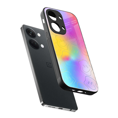 Smiley Colorburst sleek oneplus nord 3 cover with tempered glass back and TPU edges