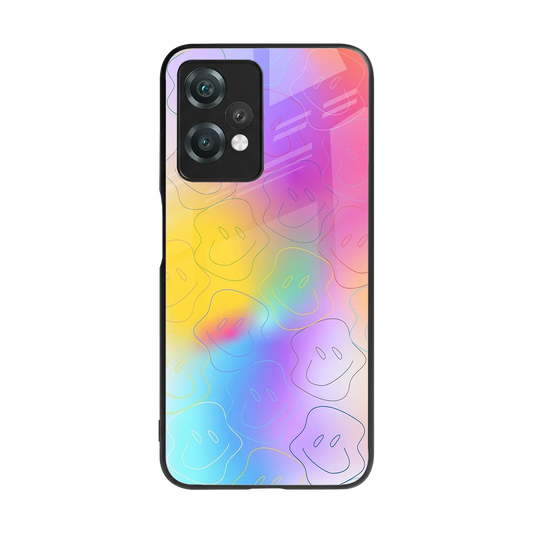 Smiley Colorburst back phone cover | glass case for oneplus nord ce 2 lite
