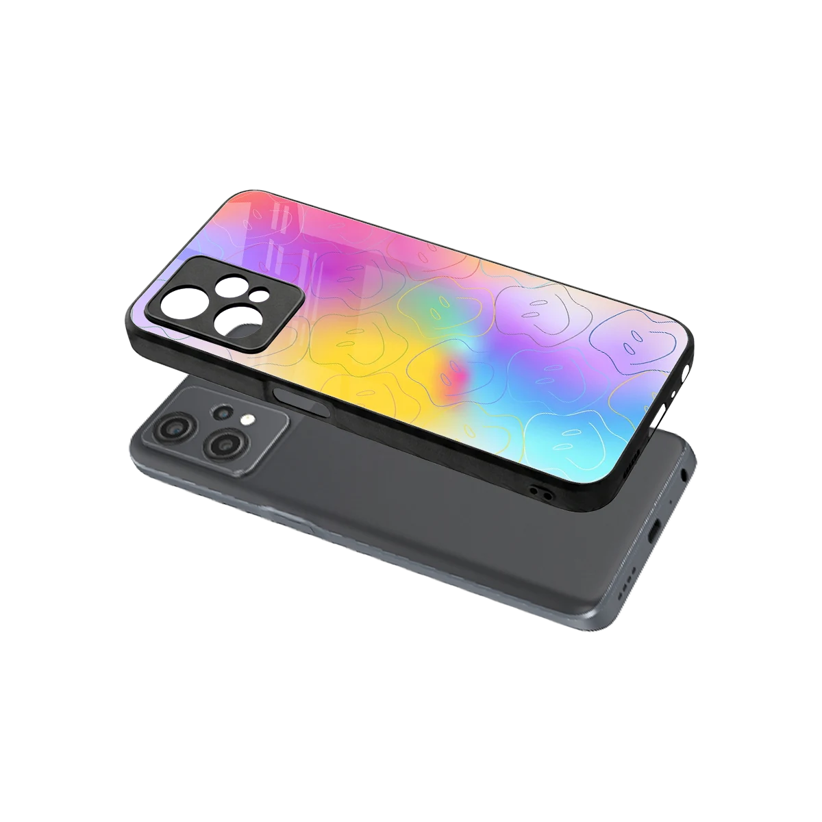 Smiley Colorburst sleek oneplus nord ce 2 lite cover with tempered glass back and TPU edges