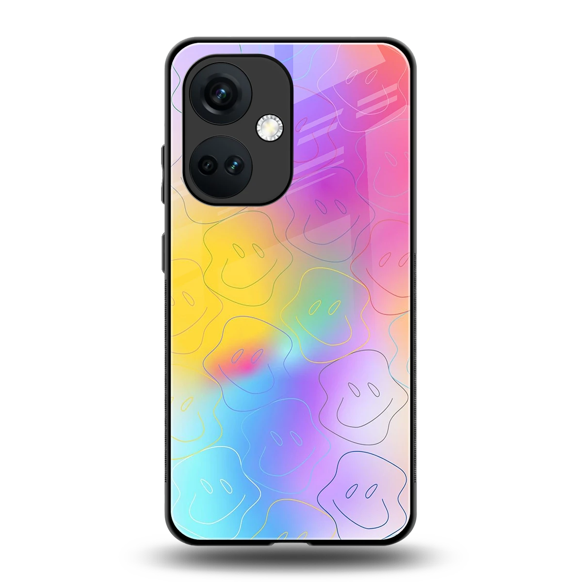 Smiley Colorburst back phone cover | glass case for oneplus nord ce 3
