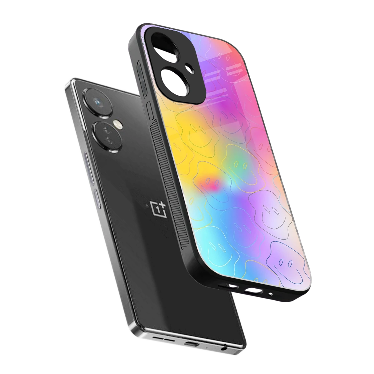 Smiley Colorburst sleek oneplus nord ce 3 cover with tempered glass back and TPU edges