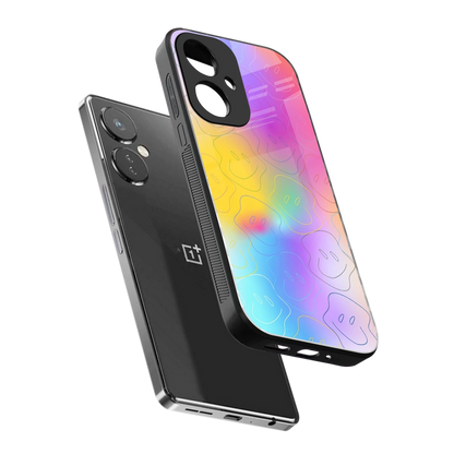 Smiley Colorburst sleek oneplus nord ce 3 cover with tempered glass back and TPU edges