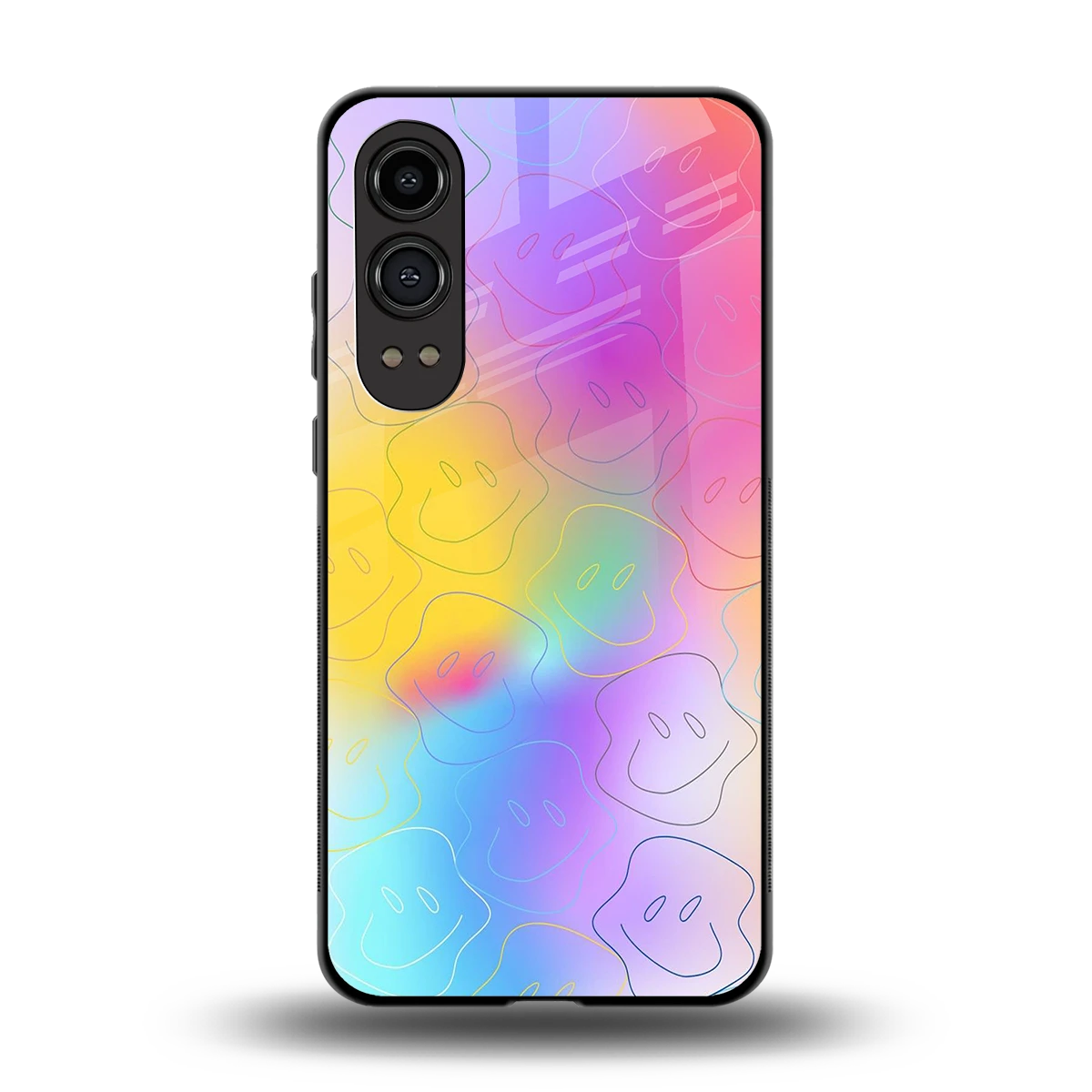 Smiley Colorburst back phone cover | glass case for oneplus nord ce 4 lite