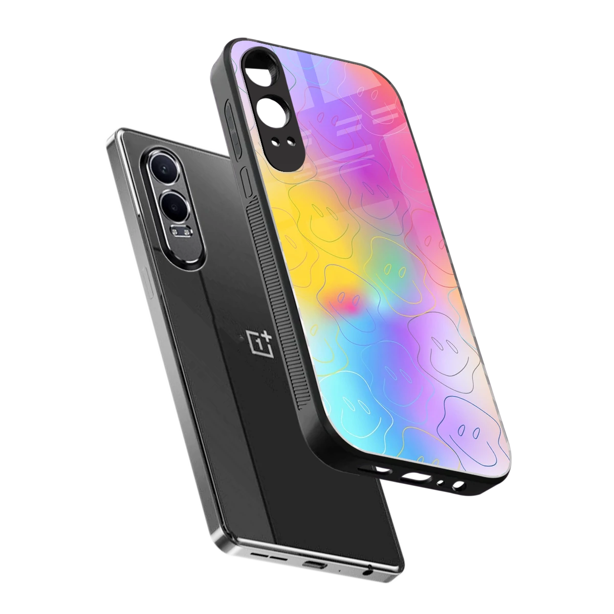 Smiley Colorburst sleek oneplus nord ce 4 lite cover with tempered glass back and TPU edges