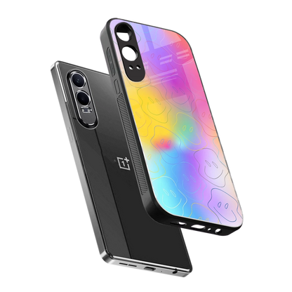 Smiley Colorburst sleek oneplus nord ce 4 lite cover with tempered glass back and TPU edges