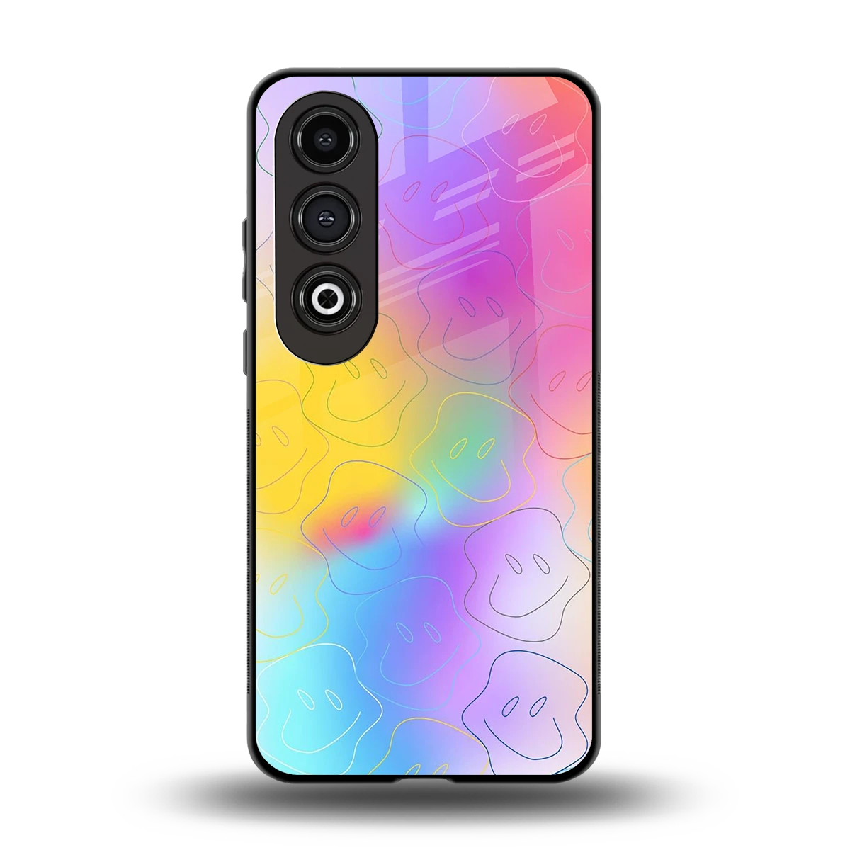 Smiley Colorburst back phone cover | glass case for oneplus nord ce 4