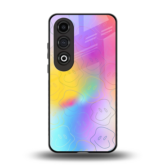 Smiley Colorburst back phone cover | glass case for oneplus nord ce 4