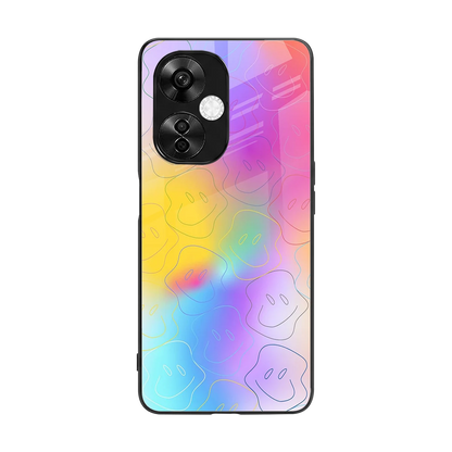 Smiley Colorburst back phone cover | glass case for oneplus nord ce 3 lite
