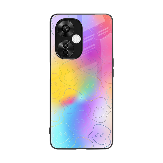 Smiley Colorburst back phone cover | glass case for oneplus nord ce 3 lite