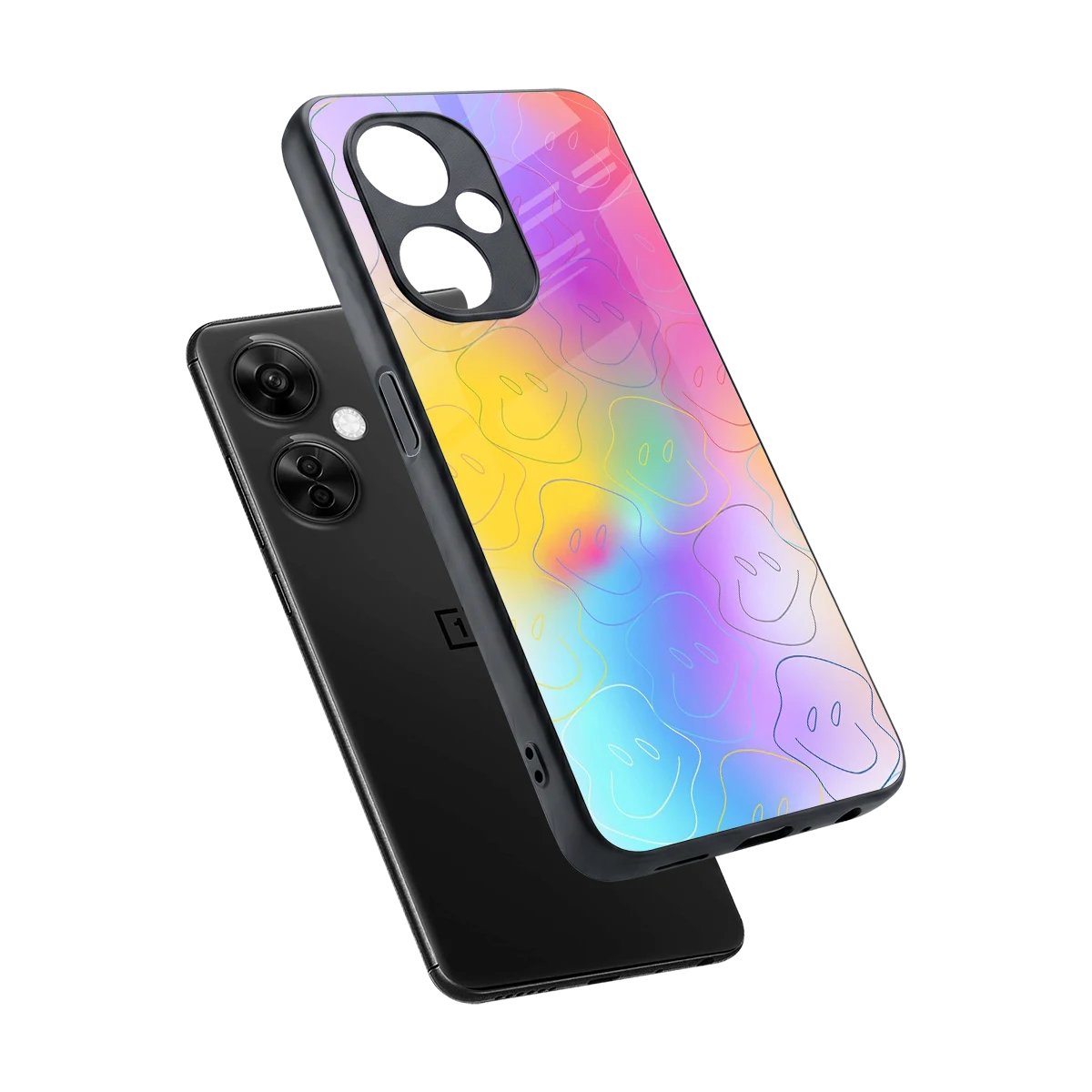 Smiley Colorburst sleek oneplus nord ce 3 lite cover with tempered glass back and TPU edges