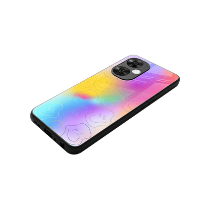 Smiley Colorburst stylish phone case for oneplus nord ce 3 lite | glossy glass and slim fit