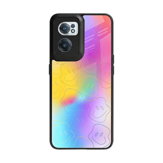 Smiley Colorburst back phone cover | glass case for oneplus nord ce 2