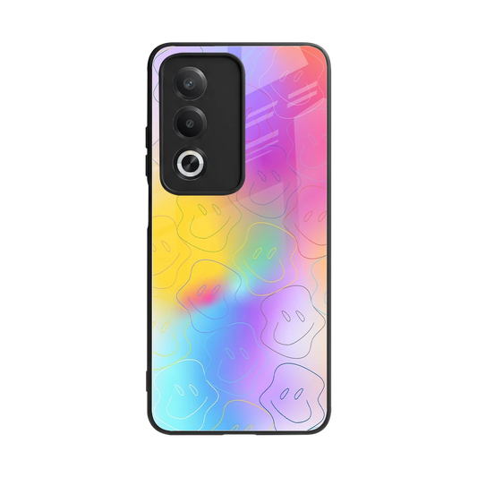 Smiley Colorburst back phone cover | glass case for oppo a3 pro