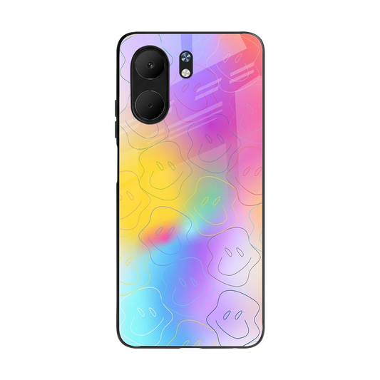 Smiley Colorburst back phone cover | glass case for oppo a5x 5g