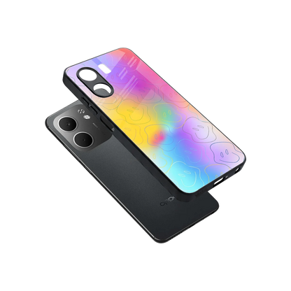 Smiley Colorburst sleek oppo a5x 5g cover with tempered glass back and TPU edges