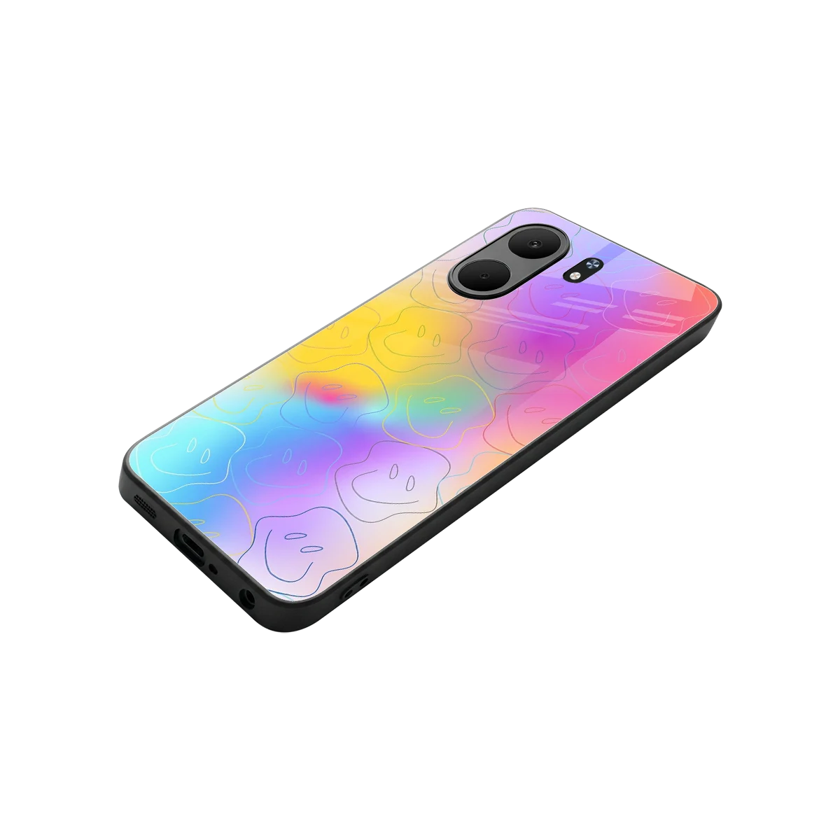 Smiley Colorburst stylish phone case for oppo a5x 5g | glossy glass and slim fit