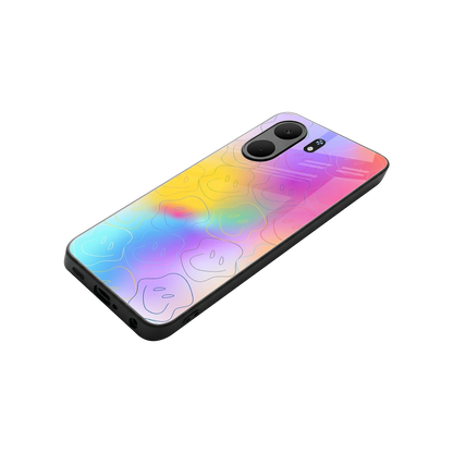 Smiley Colorburst stylish phone case for oppo a5x 5g | glossy glass and slim fit