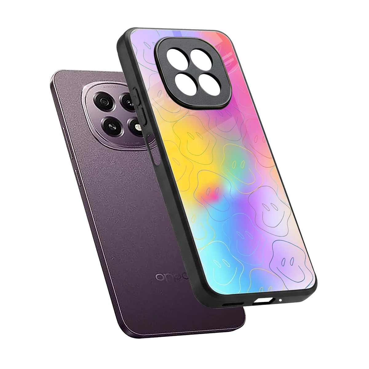 Smiley Colorburst sleek oppo f29 5g cover with tempered glass back and TPU edges