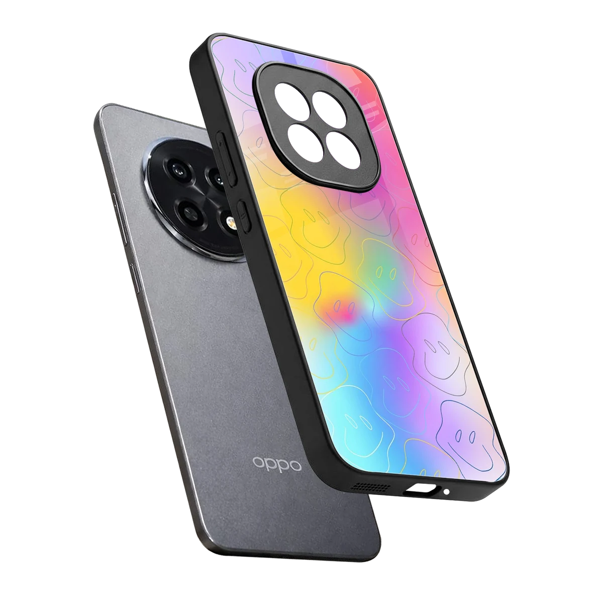 Smiley Colorburst sleek oppo f29 pro 5g cover with tempered glass back and TPU edges