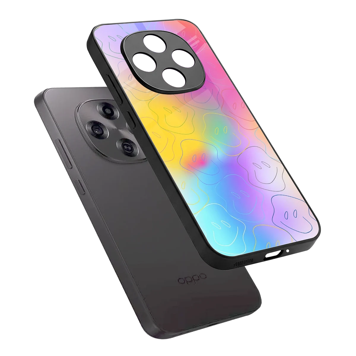 Smiley Colorburst sleek oppo f31 pro 5g cover with tempered glass back and TPU edges