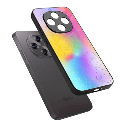 Smiley Colorburst sleek oppo f31 pro 5g cover with tempered glass back and TPU edges