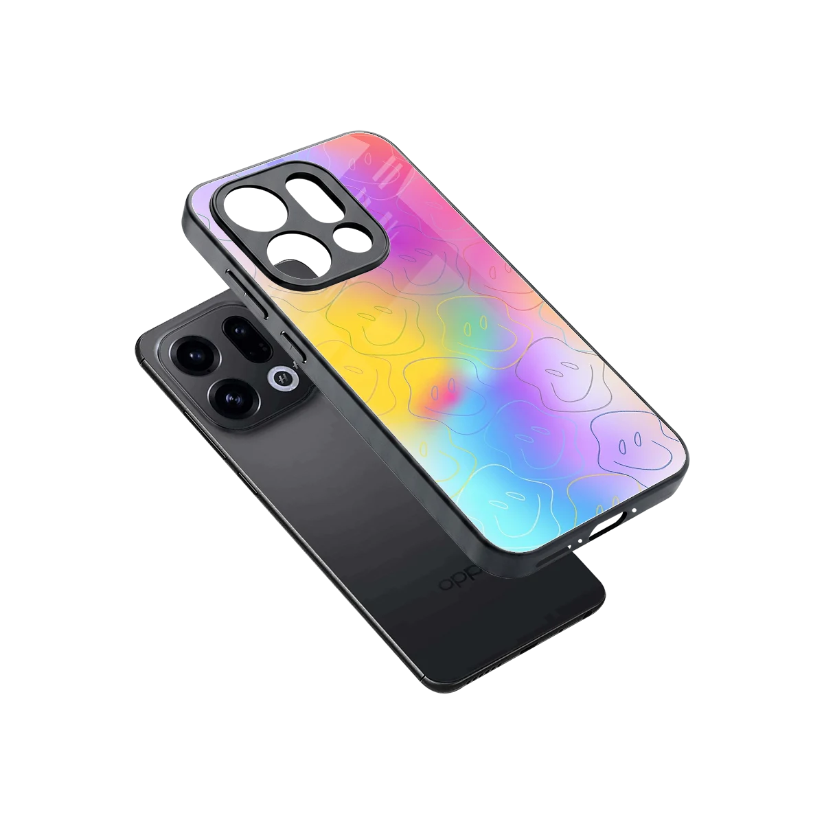Smiley Colorburst sleek oppo find x9 cover with tempered glass back and TPU edges
