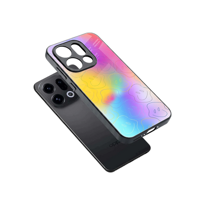 Smiley Colorburst sleek oppo find x9 cover with tempered glass back and TPU edges