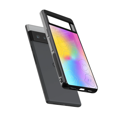 Smiley Colorburst sleek google pixel 6 pro cover with tempered glass back and TPU edges