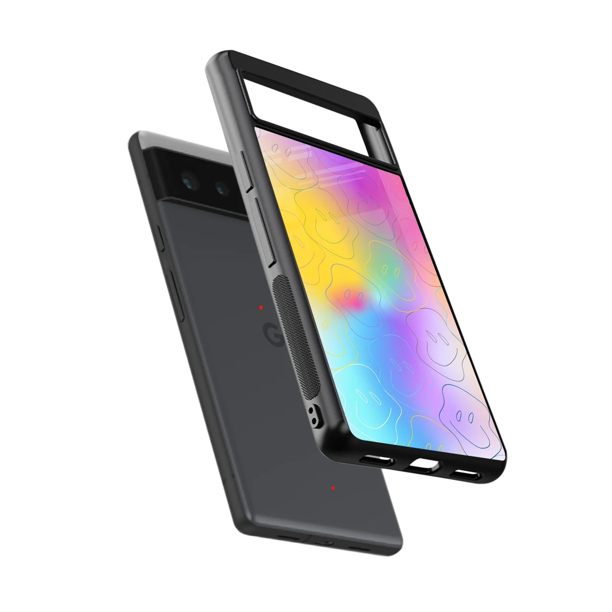 Smiley Colorburst sleek google pixel 6a cover with tempered glass back and TPU edges