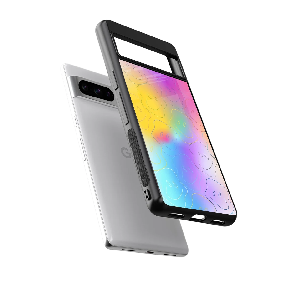Smiley Colorburst sleek google pixel 8 pro cover with tempered glass back and TPU edges