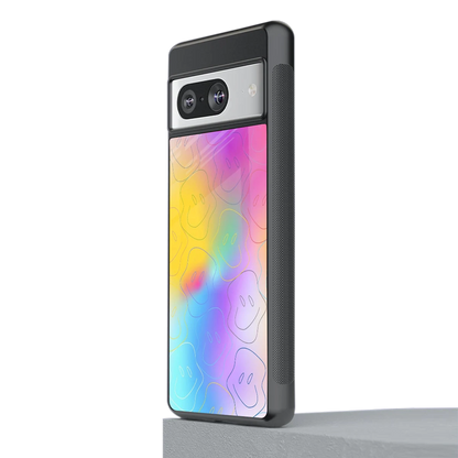 Smiley Colorburst stylish phone case for google pixel 8 | glossy glass and slim fit