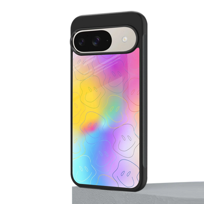 Smiley Colorburst google pixel 9 mobile cover | shockproof glass phone case
