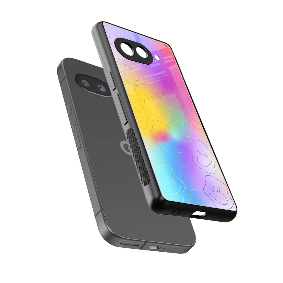 Smiley Colorburst sleek google pixel 9a cover with tempered glass back and TPU edges