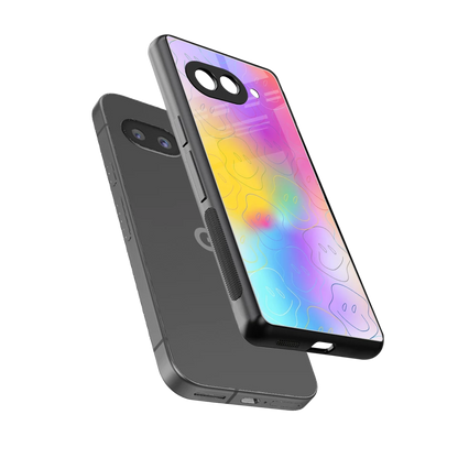 Smiley Colorburst sleek google pixel 9a cover with tempered glass back and TPU edges