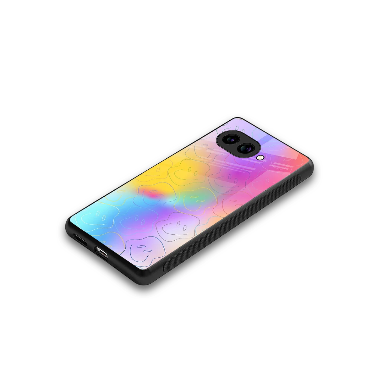 Smiley Colorburst stylish phone case for google pixel 9a | glossy glass and slim fit