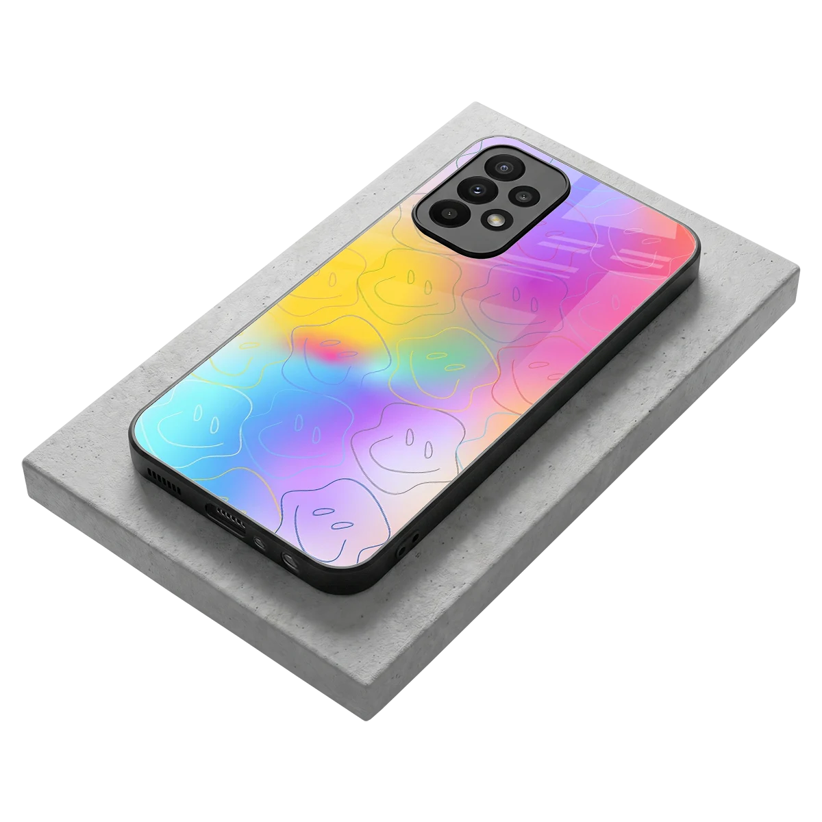 Smiley Colorburst stylish phone case for samsung galaxy a23 | glossy glass and slim fit