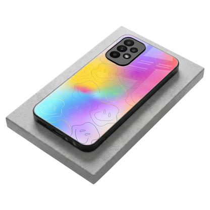 Smiley Colorburst stylish phone case for samsung galaxy a23 | glossy glass and slim fit