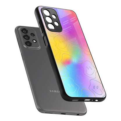 Smiley Colorburst sleek samsung galaxy a23 cover with tempered glass back and TPU edges