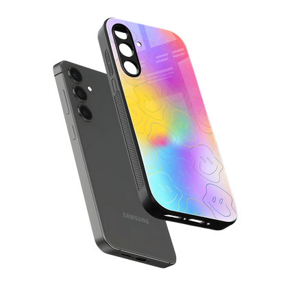 Smiley Colorburst sleek samsung galaxy m34 5g cover with tempered glass back and TPU edges