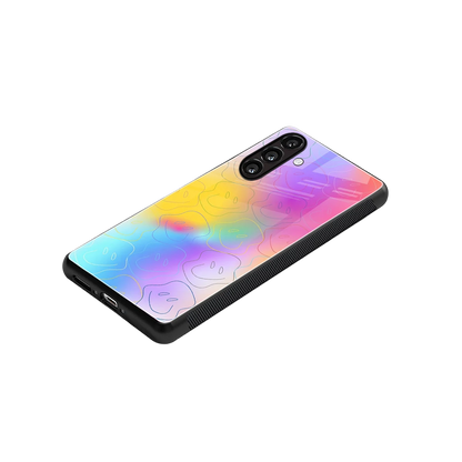 Smiley Colorburst stylish phone case for samsung galaxy a16 5g | glossy glass and slim fit