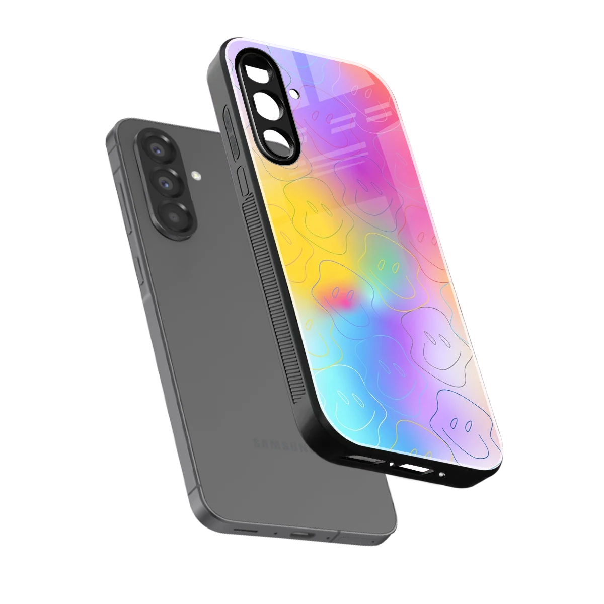 Smiley Colorburst sleek samsung galaxy a17 5g cover with tempered glass back and TPU edges