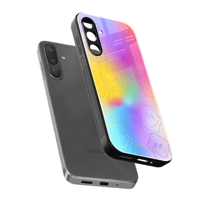 Smiley Colorburst sleek samsung galaxy m56 5g cover with tempered glass back and TPU edges